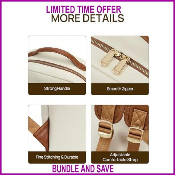 Leather Laptop Backpack 15 Inch Vintage Work Business Bag Teacher Nurse - Picture 6 of 7